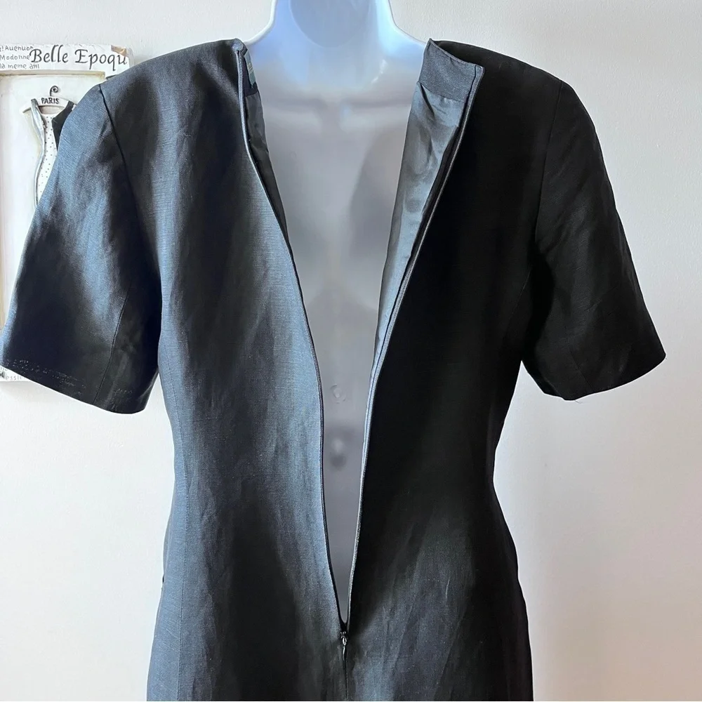 Vintage 80s Harvé Benard Short Sleeve Black Secretary Sheath Dress Size S - Picture 11 of 14
